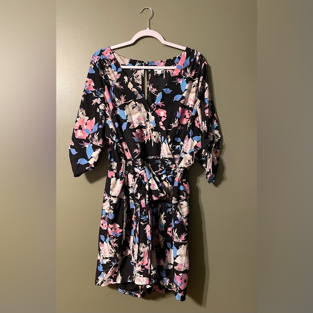 Plus 1X floral romper jumpsuit